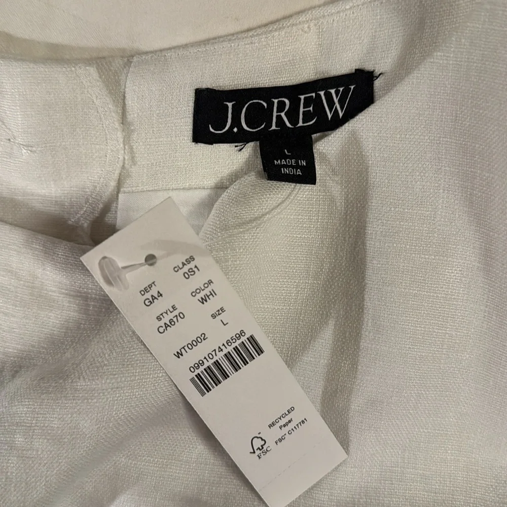 J.Crew Scalloped-trim shift dress in linen CA670